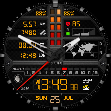 MD301 Hybrid watch face screenshot