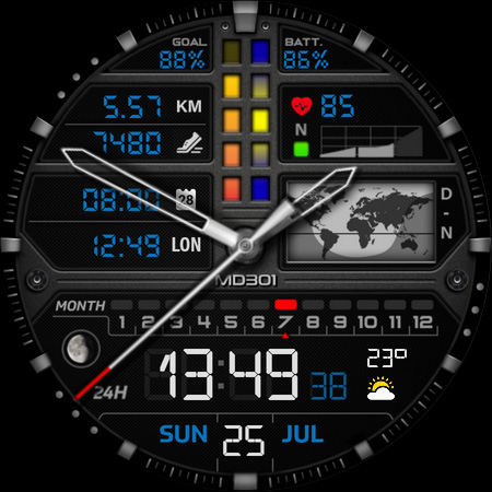 MD301 Hybrid watch face screenshot