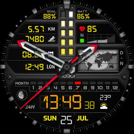 MD301 Hybrid watch face screenshot