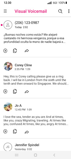 Visual Voicemail screenshot
