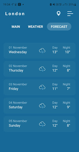 Indoor thermometer screenshot